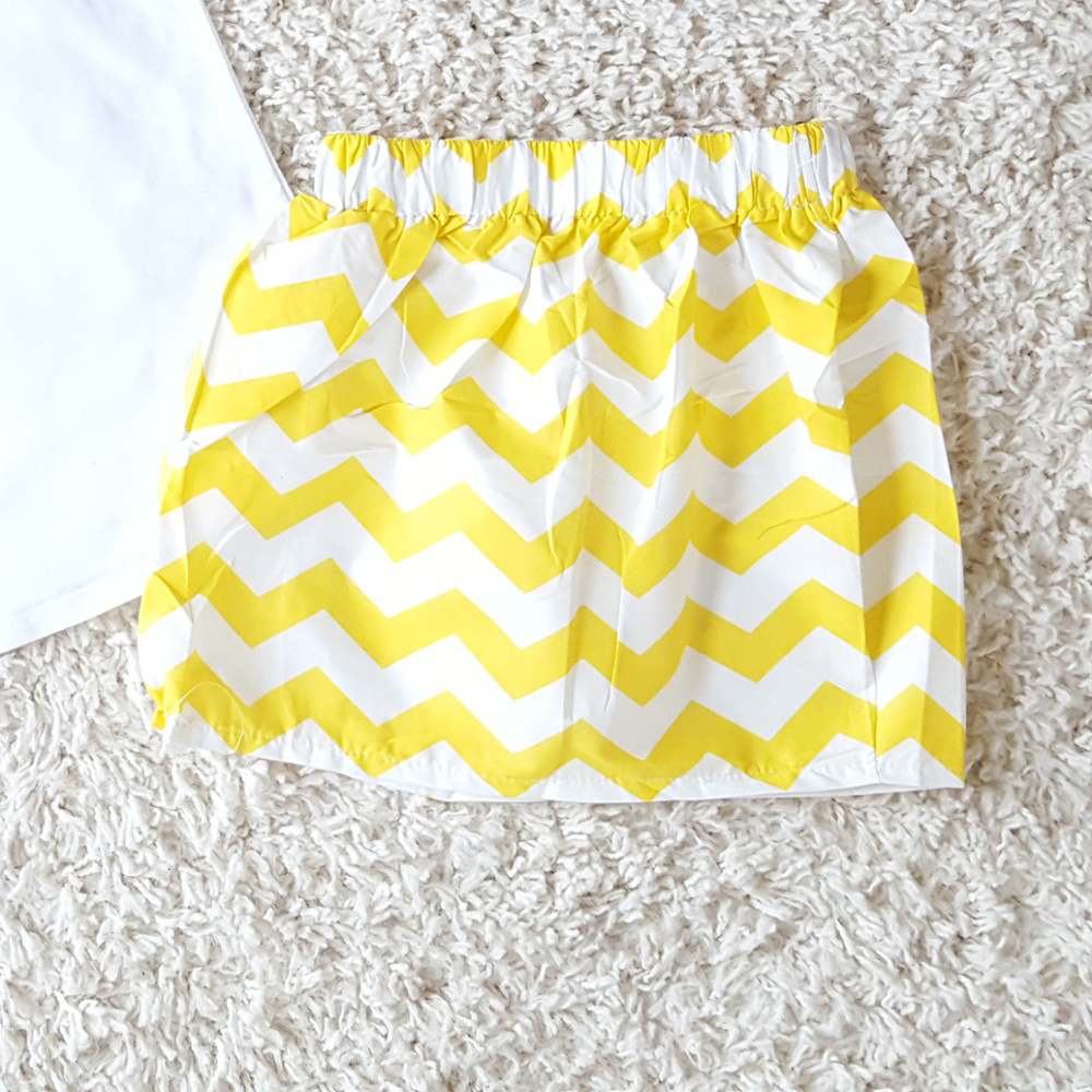 5 for $25 Girls Yellow Chevron Summer Skirt